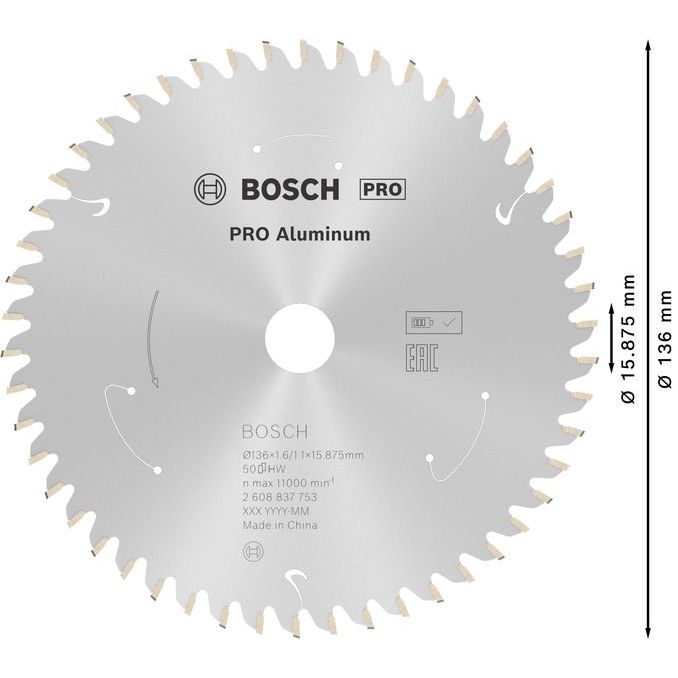 Bosch - Kreissägeblatt PRO Aluminium cordless 2608837753 Kreissägeblatt 136 x