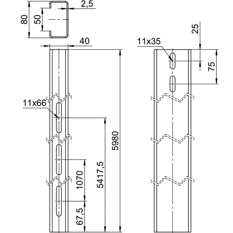 OBO Bettermann - Solar-Montageprofil Trägerprofil TP 1060 FT f. Freiflächensystem