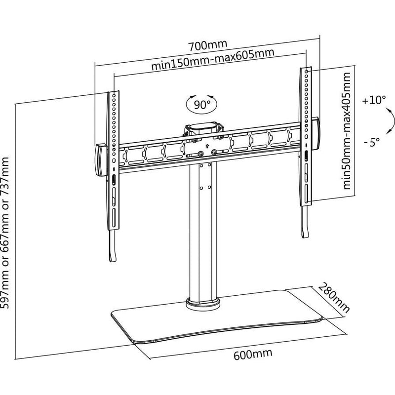 E+P Elektrik - Halterung für Audio-/Videosysteme TV-Standfuß TH 146 81-140cm,32-55Zoll