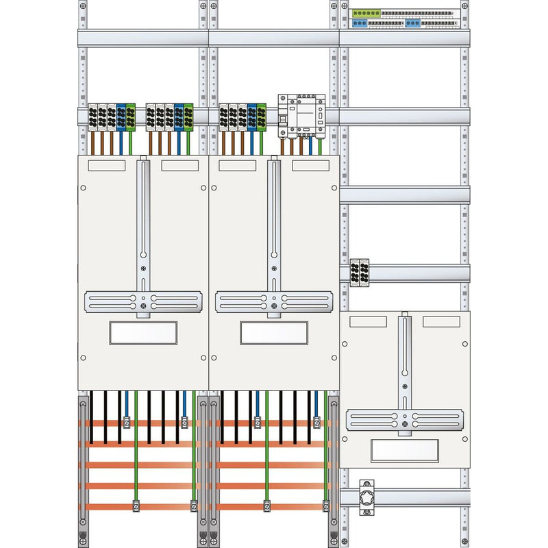 ABN - Zählerfeld Komplett-Zählerplatz 3Pkt. Z37D414N 1Z 1WP 1SDE 1V3 o.SH