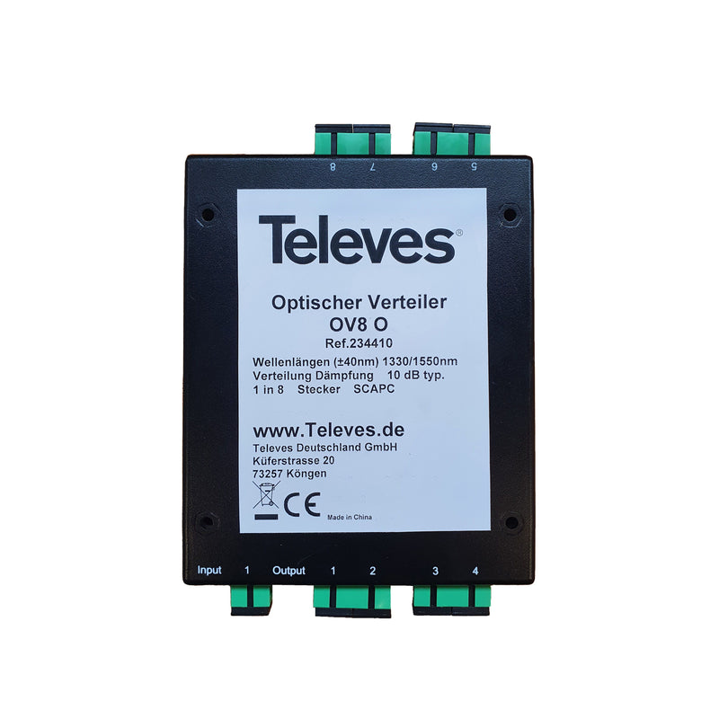 Televes - Abzweiger und Verteiler Optischer 8fach Verteiler OV8O 10dB, SC/APC