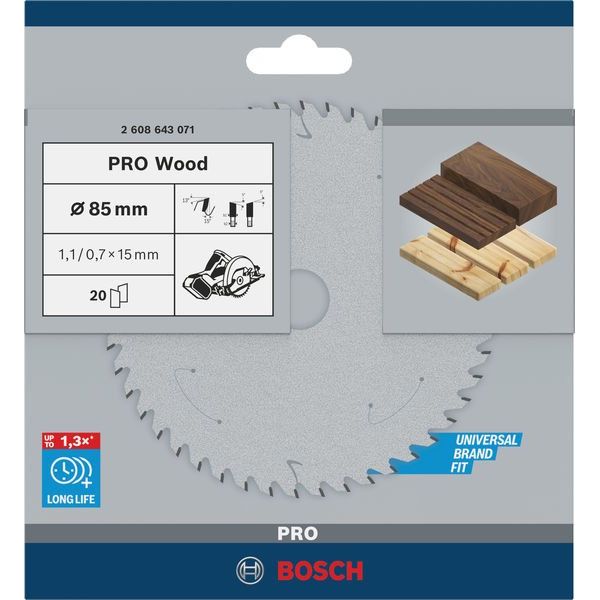 Bosch - Kreissägeblatt PRO Wood Kreissägeblatt, 2608643071 85 x 1.1 x 15 mm