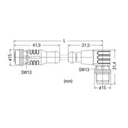 WAGO - Konfektioniertes Sensor-Aktor-Kabel Sensor-/Aktorleitung M12A 756-5402/040-010 Bu.,ax.,M12A-St.,w. − 1 Stück