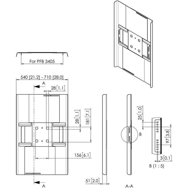 Vogels - Zubehör/Ersatzteile für Unterhaltungselektronik Rückwandabdeckung fDisplay PFA9120 sw Connect-it,HF,42-47Z