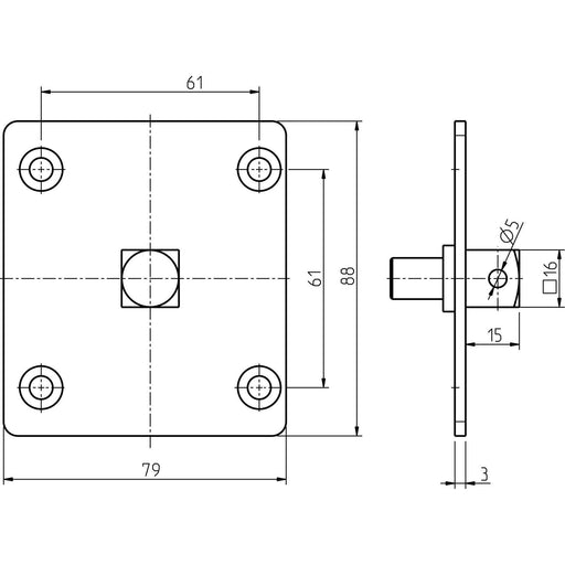 DELTA DORE - Zubehör/Ersatzteile für Tor-/Rollladenantriebe Adapter 4016-LHK f.Handk. 16er 4-kant