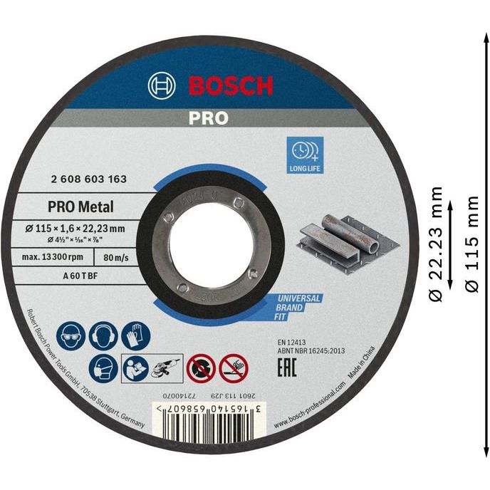Bosch - Trenn-/Schleifscheibe PRO Metal Trennscheibe, 2608603163 115 x 1.6 x 22.23 mm