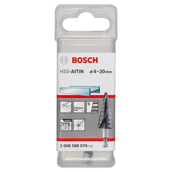 Bosch - Stufenbohrer HSS-AlTiN, 4 2608588070 - 20 mm 4 mm 70,5 mm