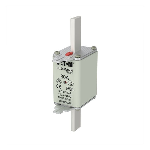 Eaton - Messersicherung Sicherungseinsatz Nieders. NH FUSE 80#80NHG02B 80A AC 500V 120kA − 3 Stück