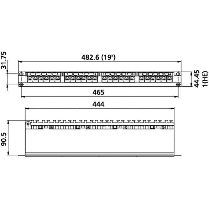 Metz Connect - Patchpanel Kupfer 24-Port Panel E-DAT C6A 130855C-E 1HE Alu