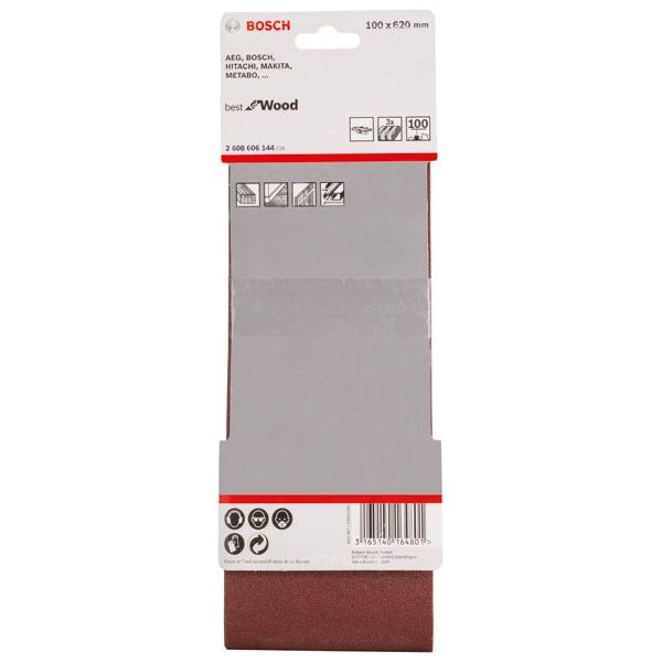 Bosch - Schleifpapier/Schleifvlies PRO X440 Schleifband, 100 2608606144 x 620 mm G100 3-tlg