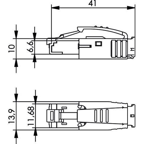 Telegärtner - Modularer Steckverbinder STX IP20 RJ45-Stecker 100007451 AWG24-27 Cat6, sw − 10 Stück