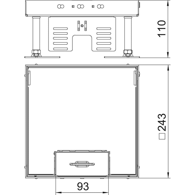 OBO Bettermann - Nivellierbare Kassette für Kanaleinbau, Doppel- und Hohlboden Kassette quadratisch RKSN2 9 VS 25 242x243mm − 1 Stück