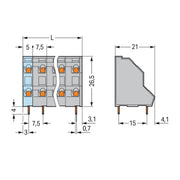 WAGO - Leiterplattenklemme DoppelstockLeiterplattenk. 736-503 2,5mm² − 84 Stück