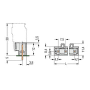WAGO - Leiterplattensteckverbinder THT-Stiftleiste Lötstift 721-234/001-000 1,0x1,0,gerade,lgr − 100 Stück