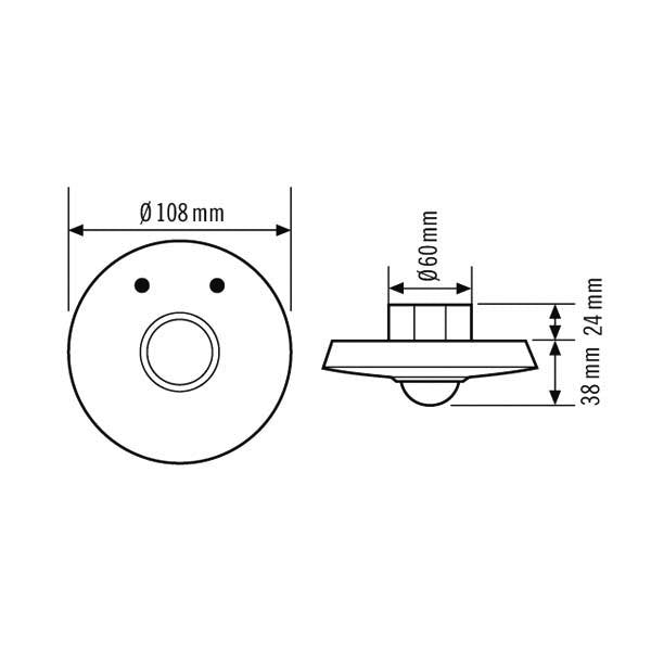 ESYLUX - Bussystem-Bewegungsmelder Decken-Präsenzmelder ws PD-ATMO 360i/8 T KNX 360Grad,UP,KNX,FB