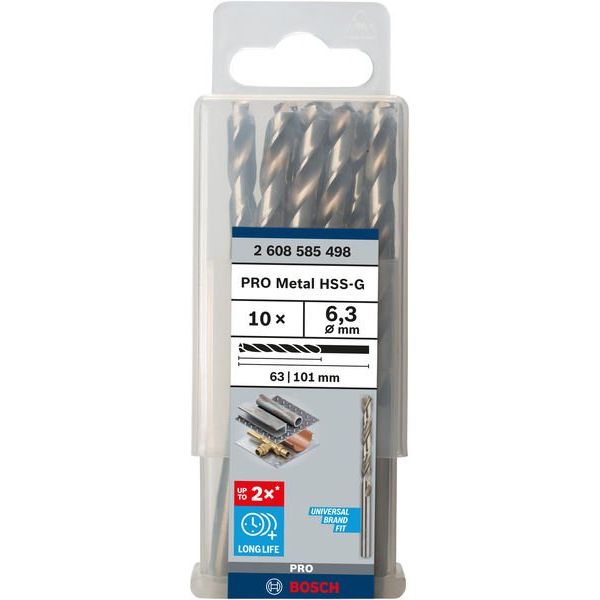 Bosch - Bohrer PRO Metal HSS-G 2608585498 Spiralbohrer 6,3 x