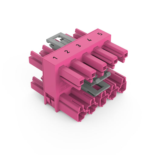 WAGO - Kompaktverteiler für steckbare Gebäudeinstallation 3-fach-Verteiler 5-polig 770-1746 Kod. B,pink − 25 Stück
