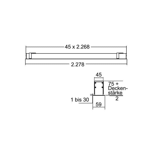 Brumberg Leuchten - Decken-/Wandleuchte Einbau-Profilleuchte 7427182032 2278 x 110 x 59mm