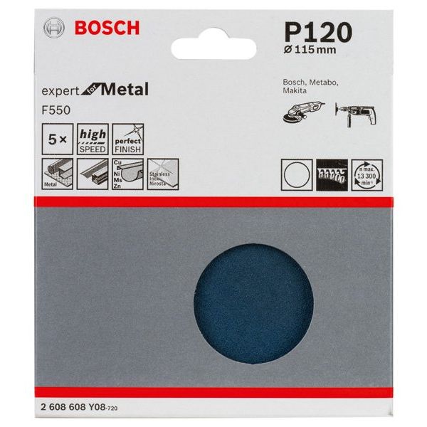 Bosch - Schleifpapier/Schleifvlies Schleifblatt F550, Expert 2608608Y08 for Metal 115 mm 120