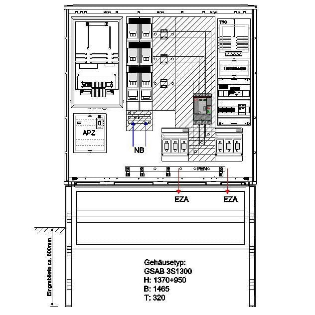 GSAB Elektrotechnik - Zähler-Komplettschrank Wandlermessung 22.W630.AR-01 RWE 630A