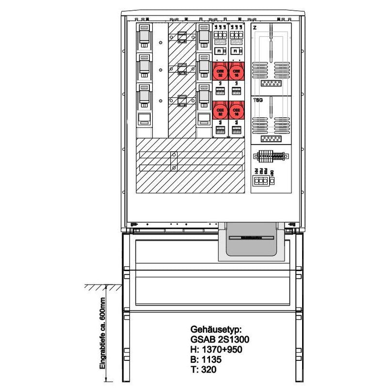 GSAB Elektrotechnik - Zähler-Komplettschrank Festplatzverteiler 42.W250.LSLSy3216 mit VNB-Wandlermess
