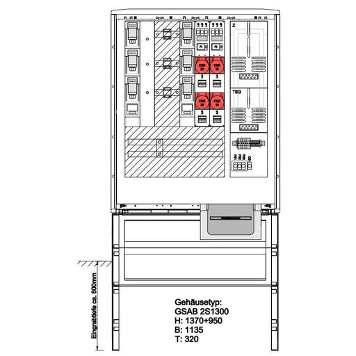 GSAB Elektrotechnik - Zähler-Komplettschrank Festplatzverteiler 42.W250.LSLSy3216 mit VNB-Wandlermess