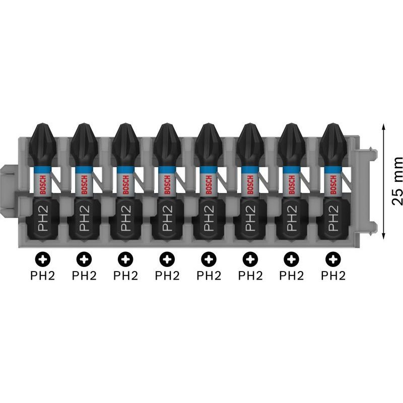 Bosch - Bit-Set PRO Phillips Impact Bit, 2608522324 PH2, 25 mm, 8-tlg