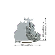 WAGO - Durchgangs-Reihenklemme Doppelstockklemme 2002-2238/099-000 Abschlussplatte,grau − 50 Stück