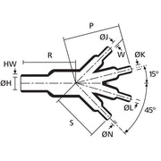 HellermannTyton - Aufteilkappe Warmschrumpfteil 411-1-G PO-X BK 4- Fingerstück sw