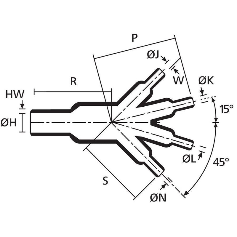 HellermannTyton - Aufteilkappe Warmschrumpfteil 411-1-G PO-X BK 4- Fingerstück sw