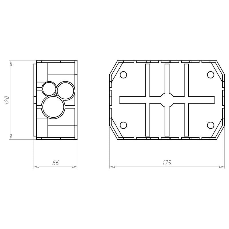 Kaiser - Dose, Gehäuse für Montage in der Wand/Decke Verbindungskasten 9912.01 175x120x65mm