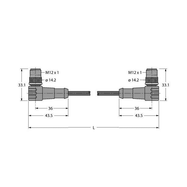 Turck - Rundsteckverbinder, feldkonfektionierbar (Industriesteckverbinder) PUR-Kabelmantel WSC-WSC5701-0.5M Thin