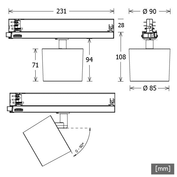 LTS Licht&Leuchten - Downlight/Strahler/Flutlicht LED-Stromschienenstrahler ORYO-T 203.940.15 ws 4000K