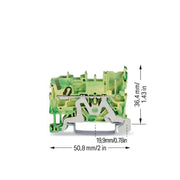 WAGO - Schutzleiter-Reihenklemme 1-Leiter/1-Pin-PE-Basiskl. 2022-1207/999-953 grün-gelb − 100 Stück