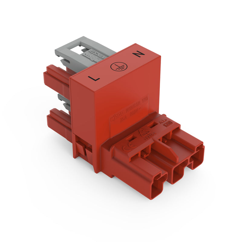 WAGO - Kompaktverteiler für steckbare Gebäudeinstallation h-Verteiler 3-polig 770-934 Kod. P,rot − 50 Stück