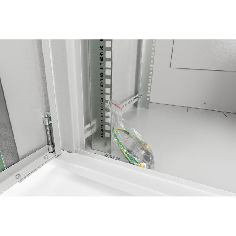 DIGITUS - Netzwerk-/Serverschrank Wandschrank mit Glastür DN-19 16U-6/6-EC 16HE 600x600 grau