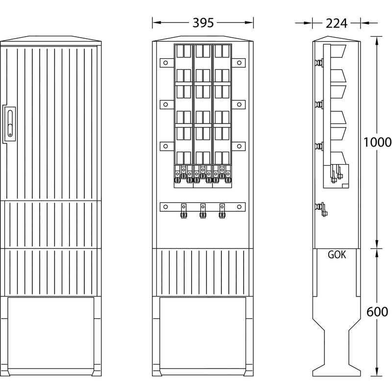 uesa - Kabelverteilerschrank B030 FL 3 Sicherungsl. NH2
