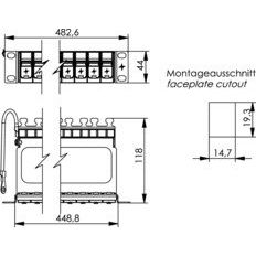 Telegärtner - Patchpanel Kupfer Modulträg.1HE 482,6mm(19Z) 100021502 grau,f.AMJ-S/AMJ/UMJ