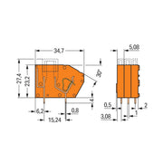WAGO - Leiterplattenklemme Anreihbare Leiterplattenk. 742-116 Aufnahme,2,5 mm²,or − 300 Stück