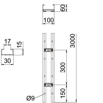 OBO Bettermann - Kabelleiter LCIS 610 3 FT Sprosse gelocht − 3 Meter