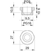 OBO Bettermann - Erweiterungs-/Reduzierring Reduktion 107 R PG16- 9 PA Iso,lgr − 50 Stück