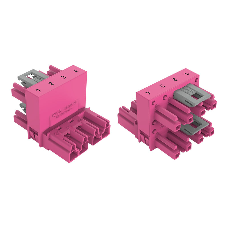 WAGO - Kompaktverteiler für steckbare Gebäudeinstallation h-Verteiler 4-polig 770-1683 Kod. B,pink − 50 Stück