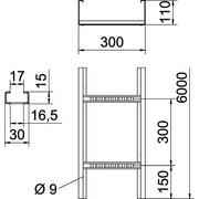 OBO Bettermann - Kabelleiter Weitspannkabelleiter WKLG 1130 FSKLGR gelochter Seitenholm − 6 Meter