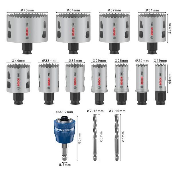 Bosch Power Tools - Werkzeugset PRO Multi Material PC Plus 2608594434VE(14) Lochsägen-Set 19-76  − 1 Packung