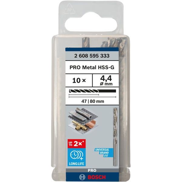 Bosch - Bohrer PRO Metal HSS-G 2608595333 Spiralbohrer 4,4 x