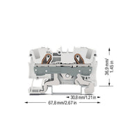 WAGO - Schutzleiter-Reihenklemme 2-Leiter-Schirmleiterklem. 2006-1208 6mm² − 50 Stück