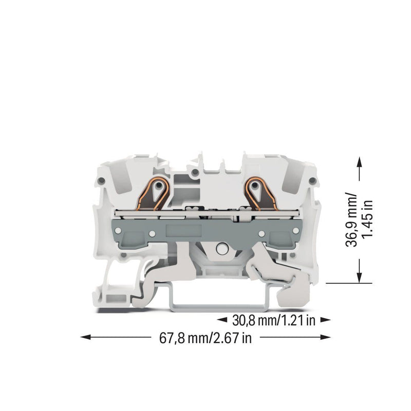 WAGO - Schutzleiter-Reihenklemme 2-Leiter-Schirmleiterklem. 2006-1208 6mm² − 50 Stück
