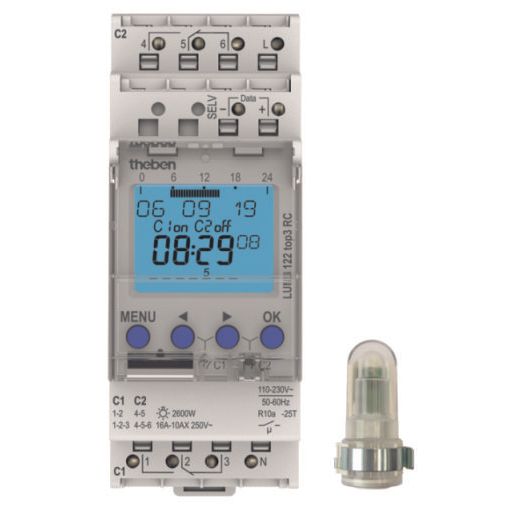 Theben - Dämmerungsschalter Reiheneinbau Dämmerungsschalter LUNA 122 top3 RC AL m.Aufbaulichtsensor
