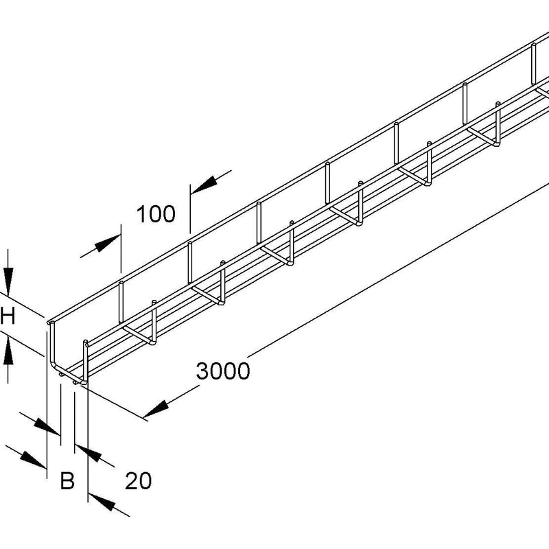 Niedax - Gitterrinne GRS 60.060 E3 − 3 Meter