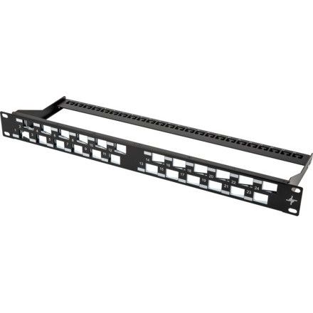 Telegärtner - Patchpanel Kupfer 19Z Modulträger 1HE 100021505 gewinkelt, schwarz